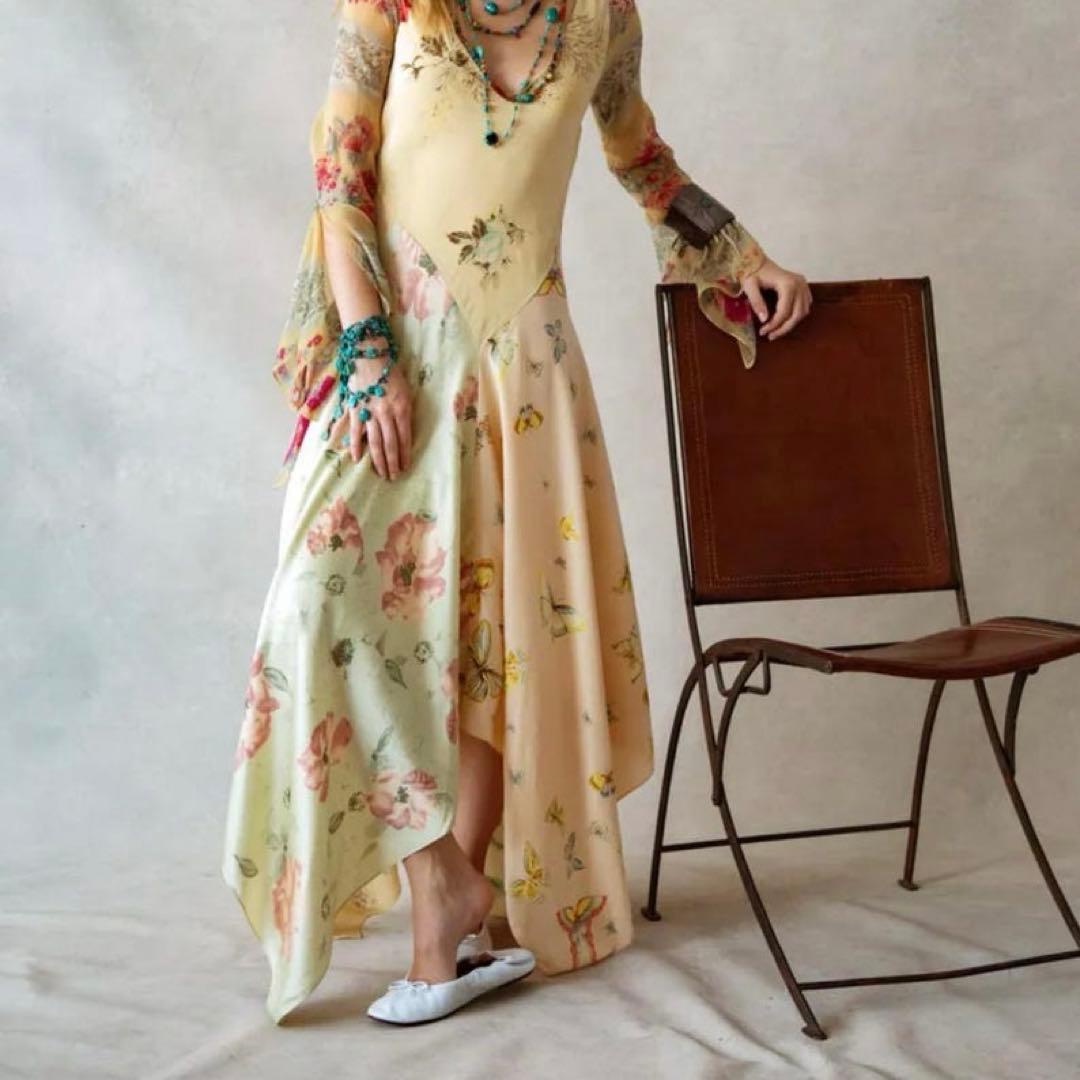 ⭐︎190 RALPH LAUREN ラルフローレン シルク ドレス 総柄 花