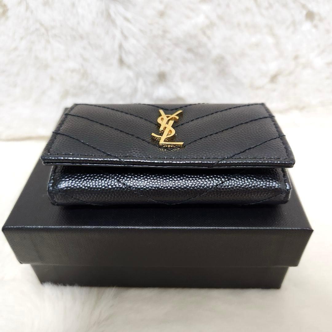 ✨未使用級　付属品完備✨サンローラン　キーケース　4連　カサンドラ　キャビア　黒