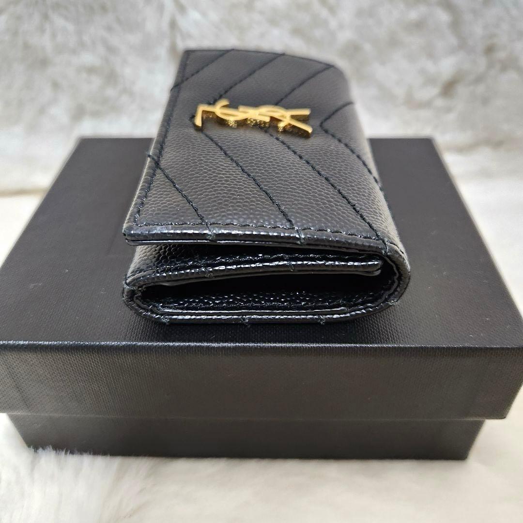 ✨未使用級　付属品完備✨サンローラン　キーケース　4連　カサンドラ　キャビア　黒