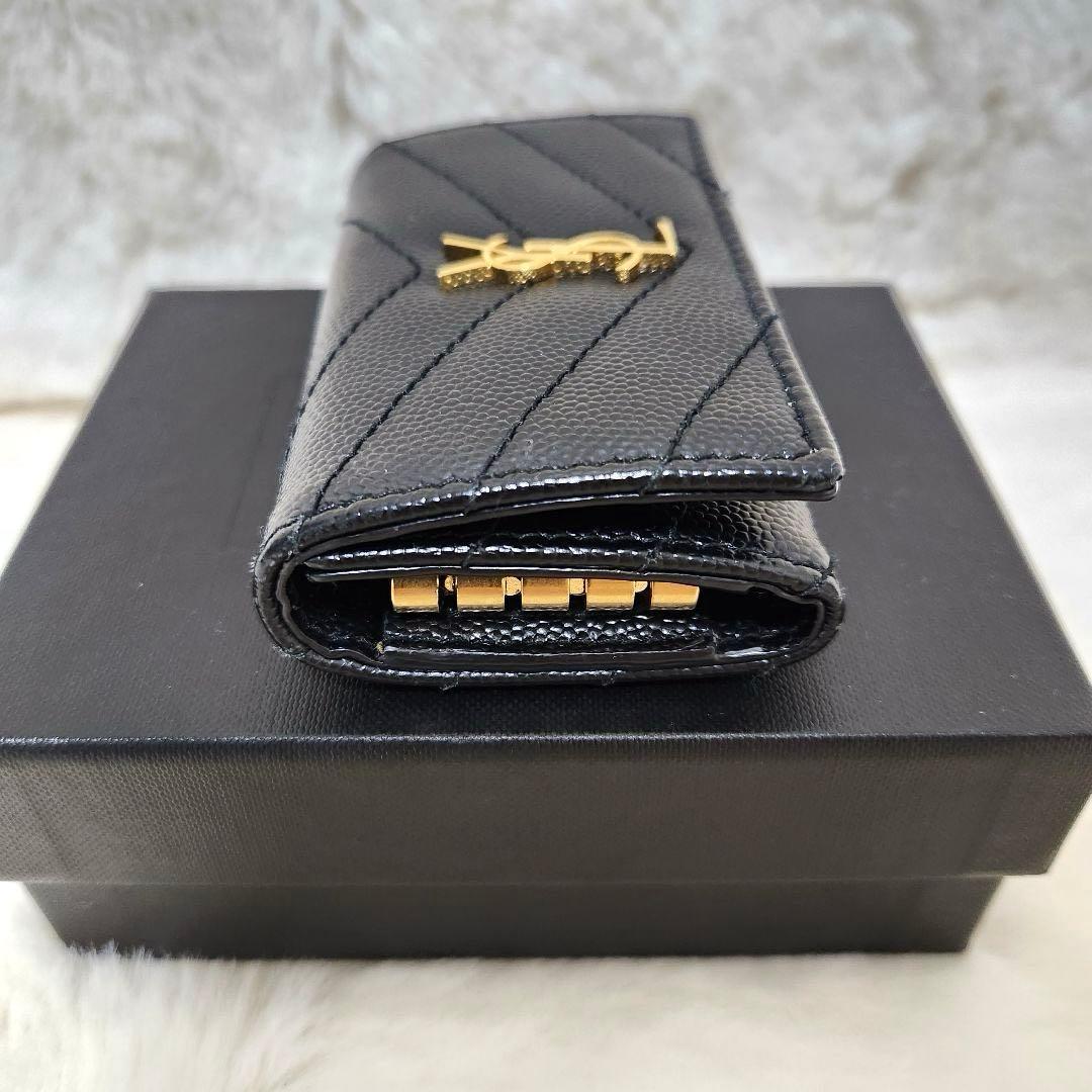 ✨未使用級　付属品完備✨サンローラン　キーケース　4連　カサンドラ　キャビア　黒