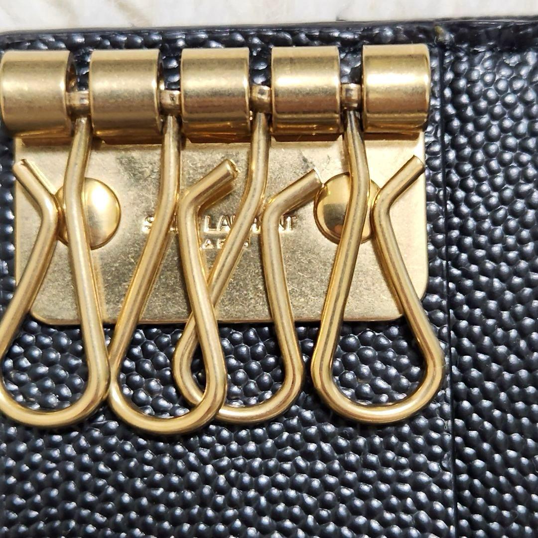 ✨未使用級　付属品完備✨サンローラン　キーケース　4連　カサンドラ　キャビア　黒