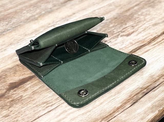 kiyo コンパクトウォレットイタリアンレザー（保証タグ付）Green深緑