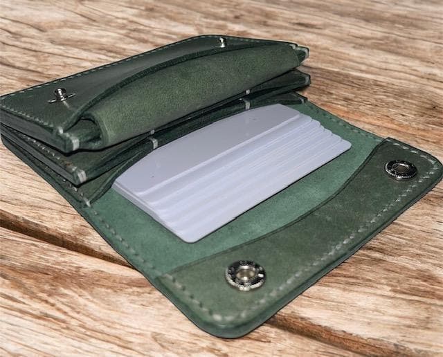 kiyo コンパクトウォレットイタリアンレザー（保証タグ付）Green深緑