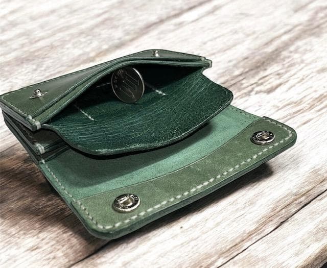 kiyo コンパクトウォレットイタリアンレザー（保証タグ付）Green深緑