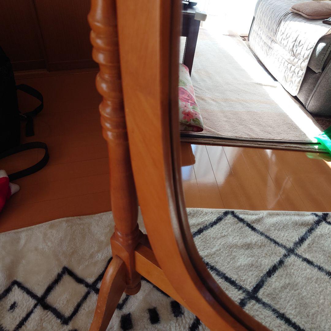 【激安特価】ナチュラルウッドスタンドミラー　希少　オーバル　ウッド　姿見