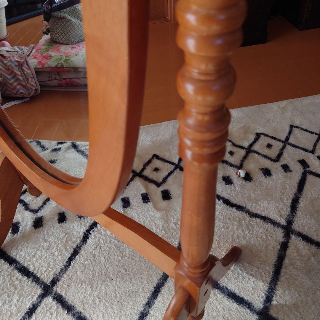 【激安特価】ナチュラルウッドスタンドミラー　希少　オーバル　ウッド　姿見