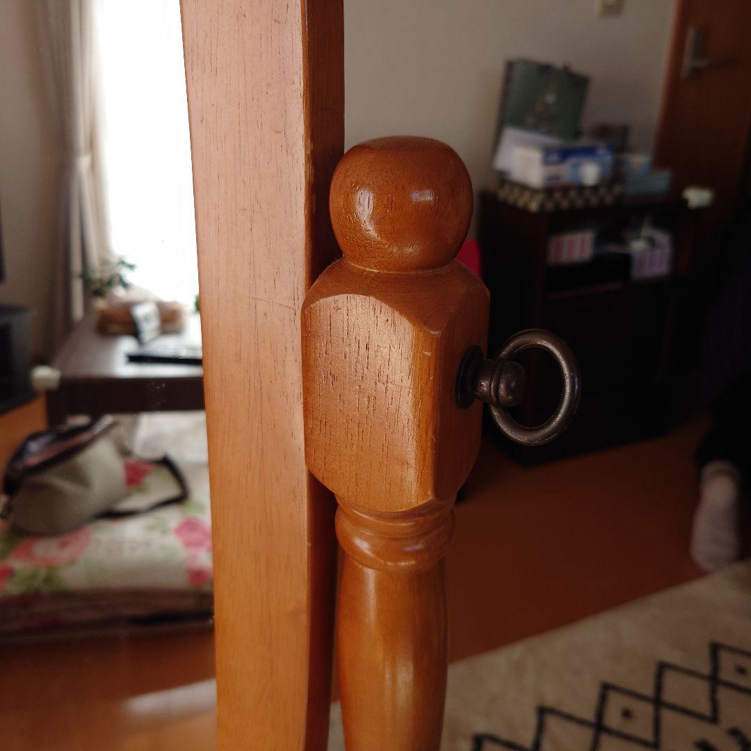 【激安特価】ナチュラルウッドスタンドミラー　希少　オーバル　ウッド　姿見