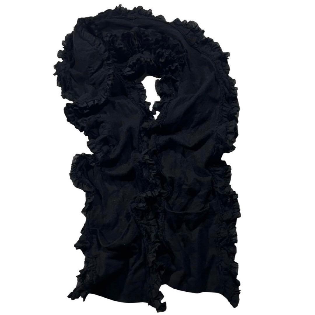 archive ウール縮絨フリルマフラー ポケット 黒