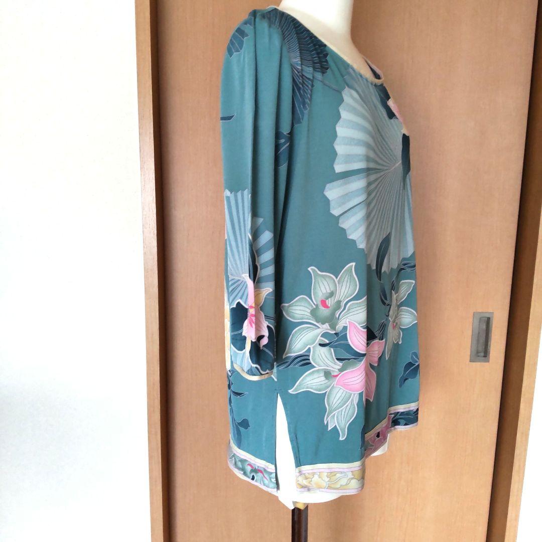 LEONARD PARISシルク 花柄 七分袖チュニック 42 イタリア製 絹