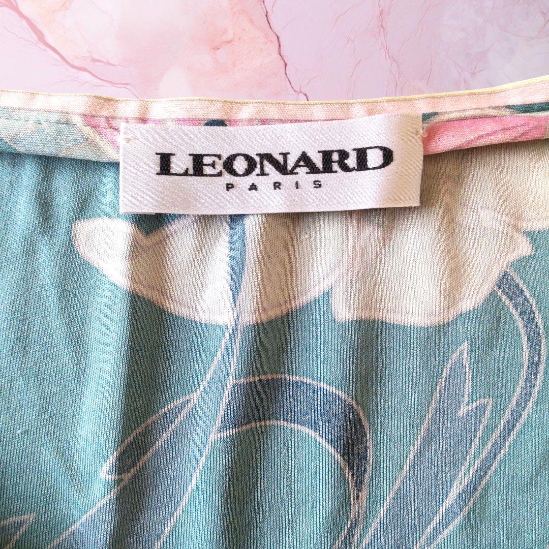 LEONARD PARISシルク 花柄 七分袖チュニック 42 イタリア製 絹
