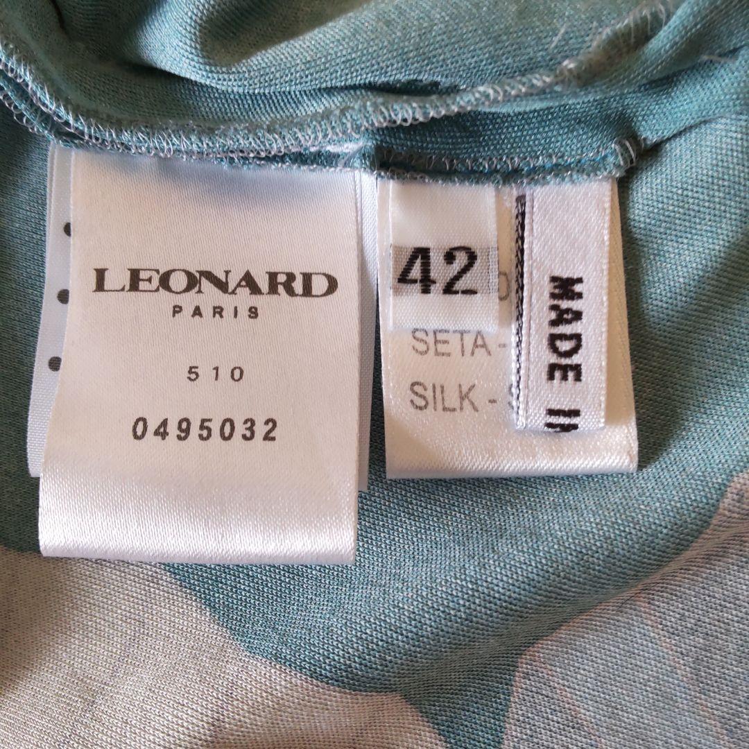 LEONARD PARISシルク 花柄 七分袖チュニック 42 イタリア製 絹