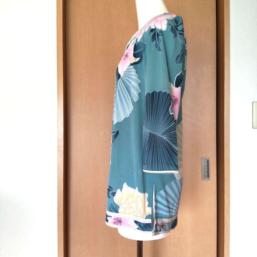 LEONARD PARISシルク 花柄 七分袖チュニック 42 イタリア製 絹