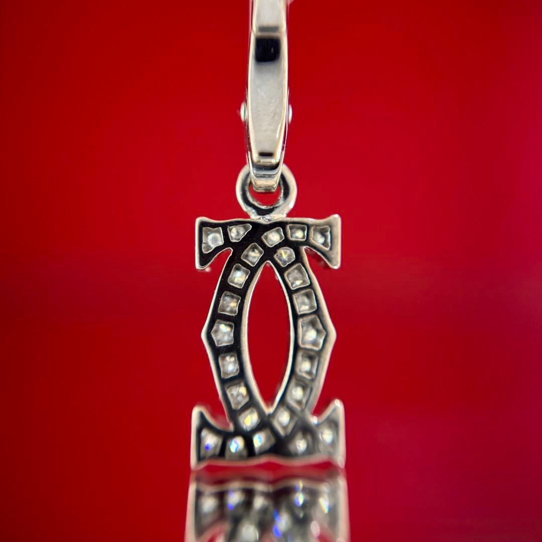 カルティエ 2C ダイヤ チャーム 750 K18WG ペンダントトップ