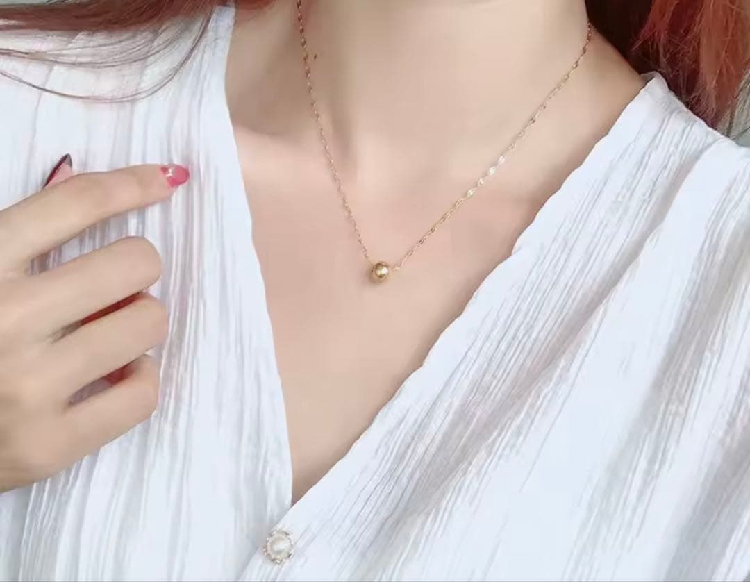 レディース 18K ゴールド ネックレス 純金ビーズ ペンダント