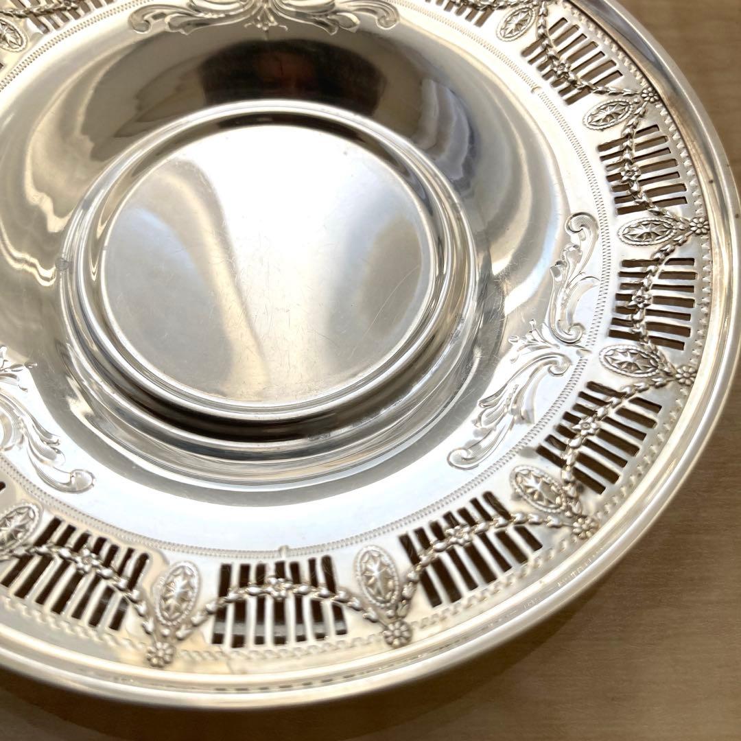 純銀　透かし　アンティーク　ミニ　プレート