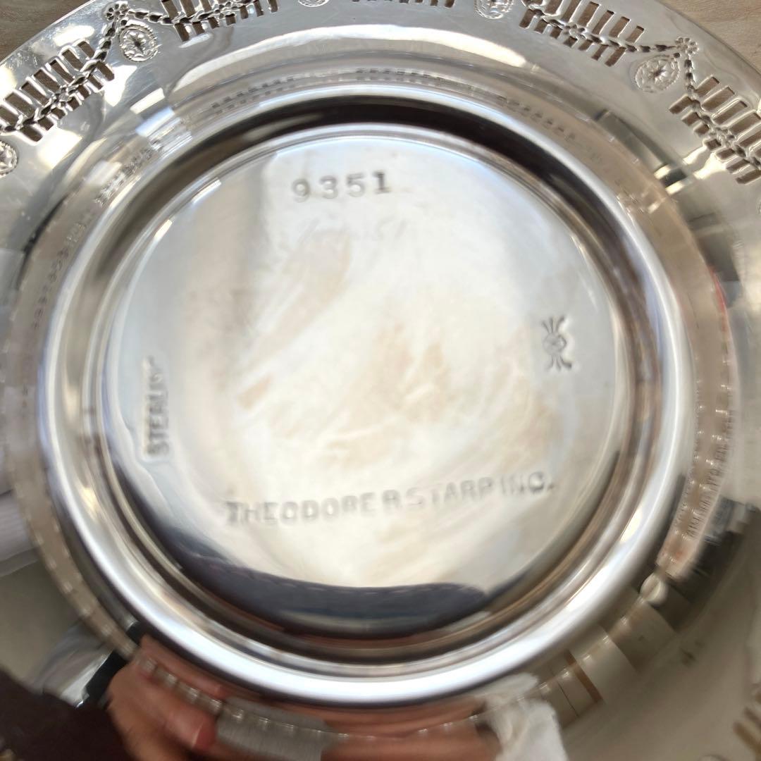 純銀　透かし　アンティーク　ミニ　プレート