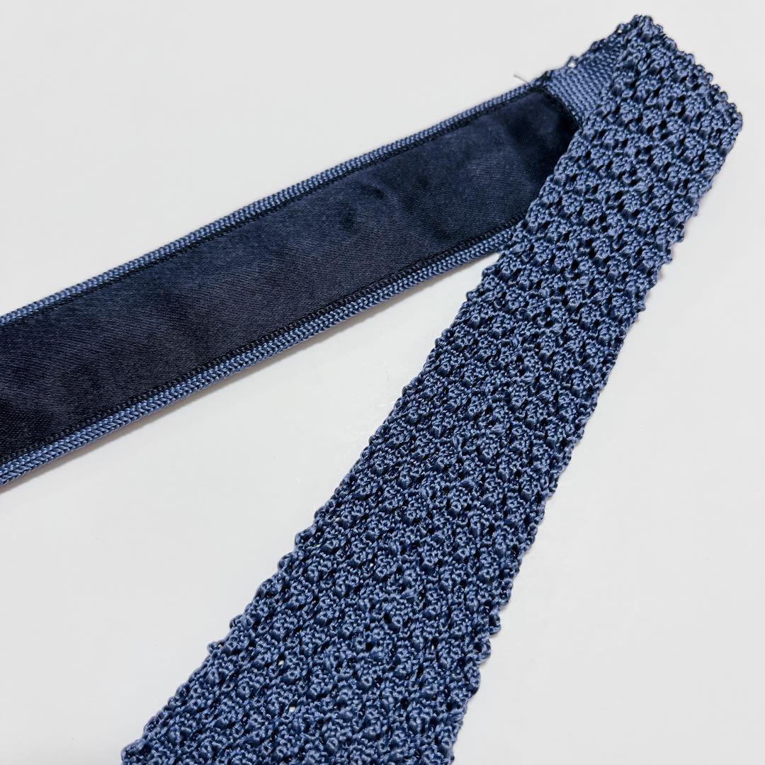 美品 エルメス ネクタイ ハイブランド ソリッドタイ 無地 光沢 希少 ニット