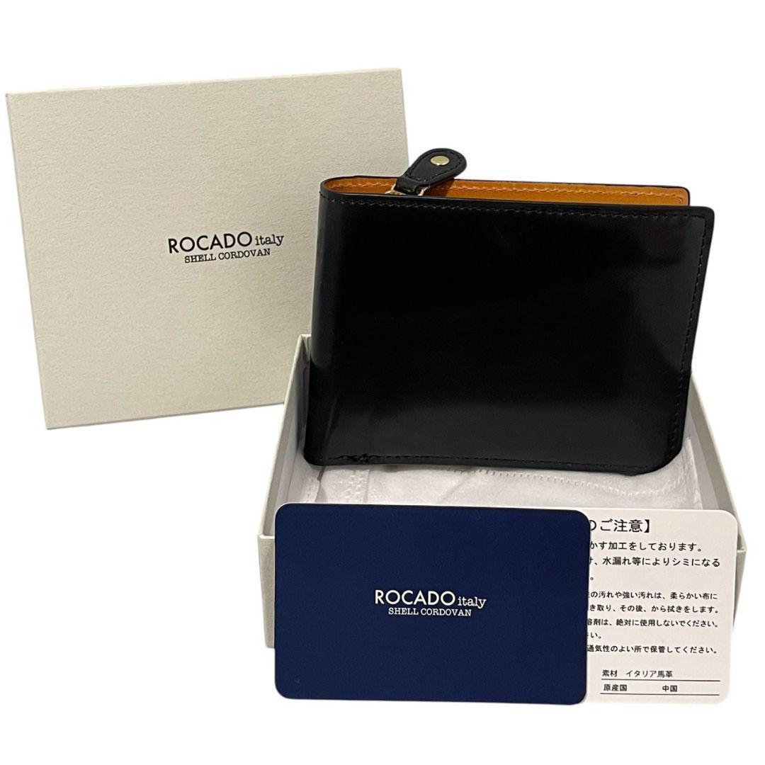 【新品】ROCADO ロカド シェルコードバン 二つ折り財布 馬革 ブラック
