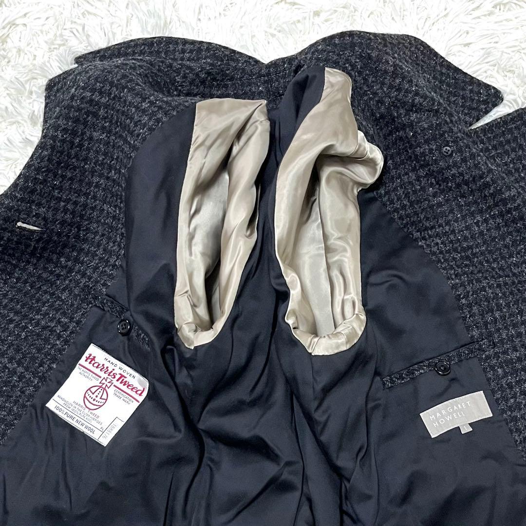 マーガレットハウエル ハリスツイード チェスターコート 格子柄 ウール I