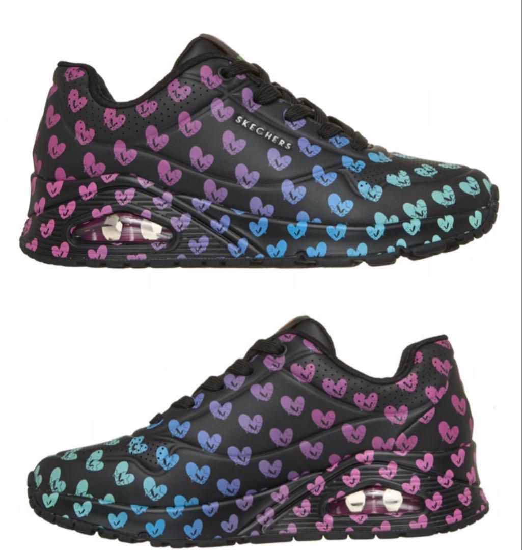 新品激レアスケッチャーズ24.5コラボスニーカーカラフルハート UNOエアソール