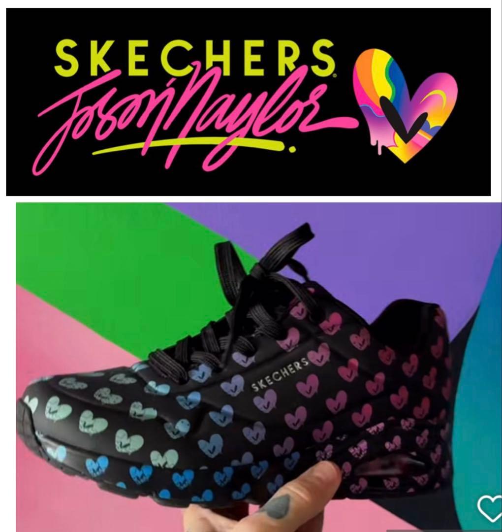 新品激レアスケッチャーズ24.5コラボスニーカーカラフルハート UNOエアソール