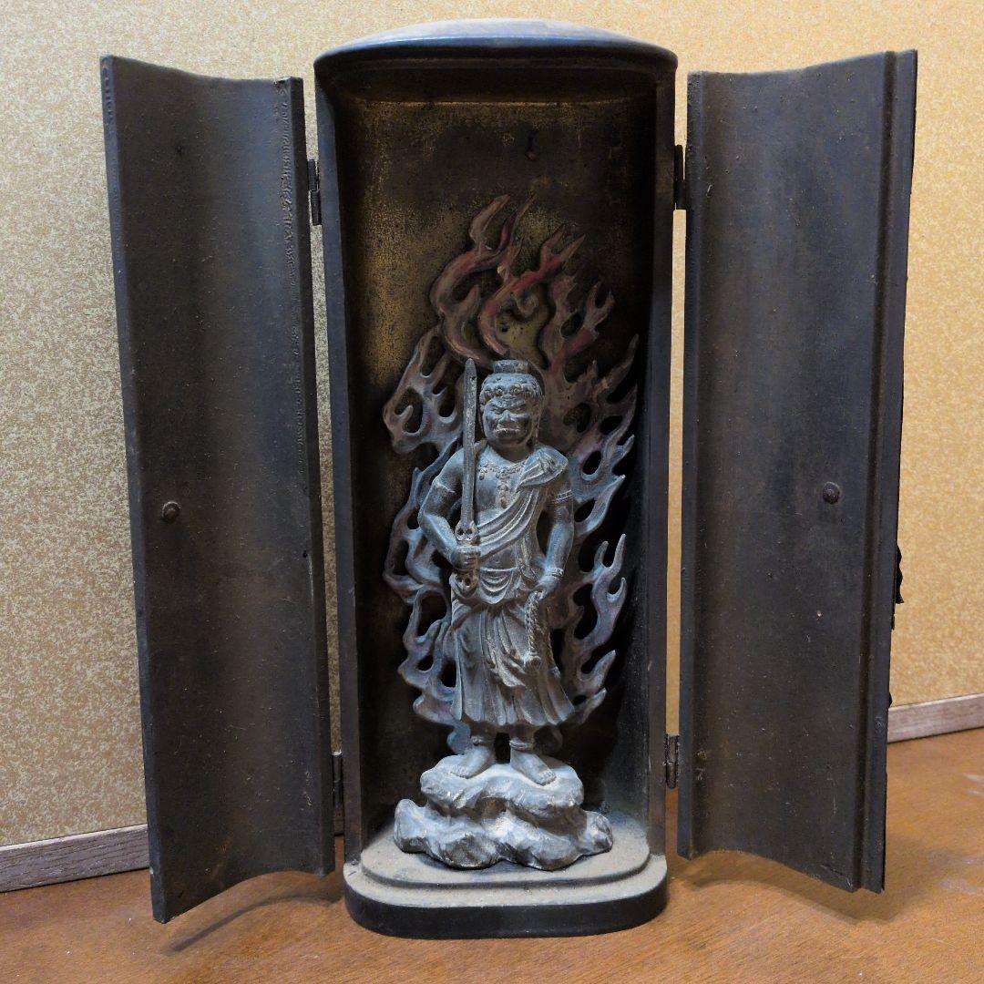 不動明王　銅製21センチ厨子付