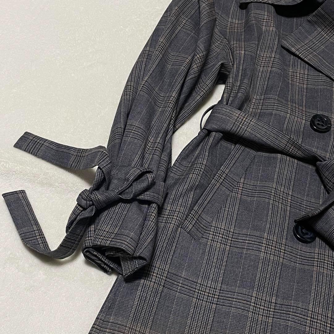 687 希少•新品nagonstansトレンチコート チェック柄 グレー 38