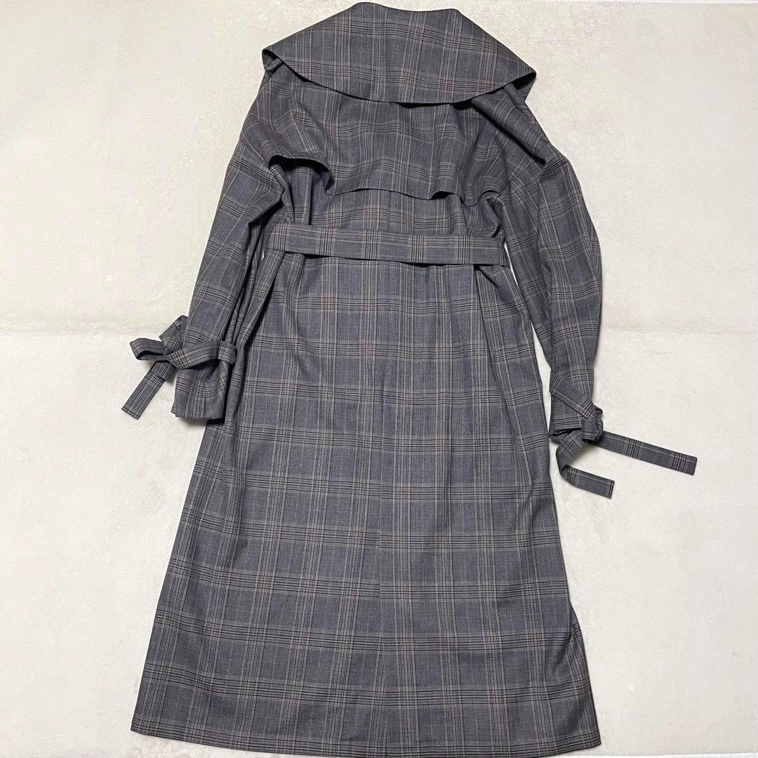 687 希少•新品nagonstansトレンチコート チェック柄 グレー 38