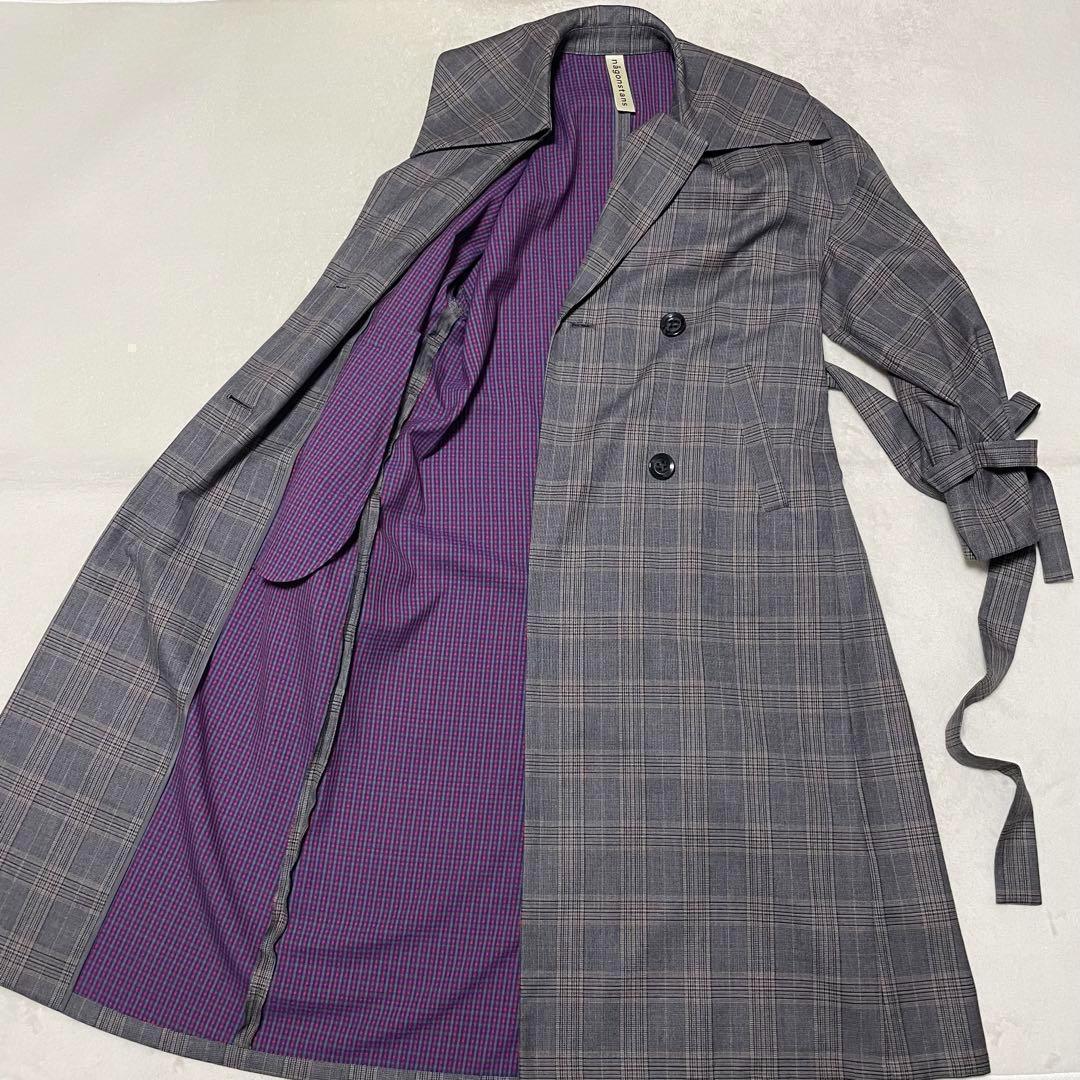 687 希少•新品nagonstansトレンチコート チェック柄 グレー 38