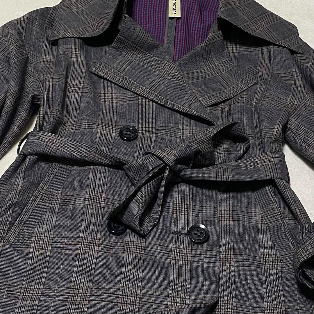 687 希少•新品nagonstansトレンチコート チェック柄 グレー 38