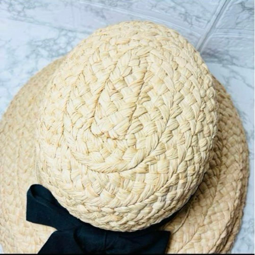 ★HELEN KAMINSKIヘレンカミンスキー 麦わら帽子 ラフィアリボン付き