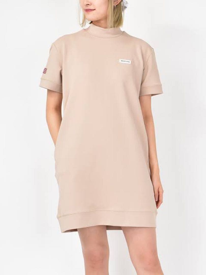 定価30800円【新品】レディースSブリーフィング モックネックワンピース薄茶