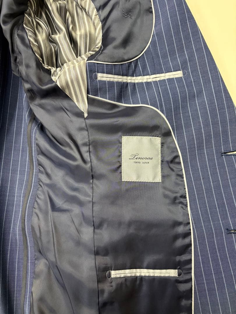 美品 TENORAS スリーピース ブルーストライプ スーツM