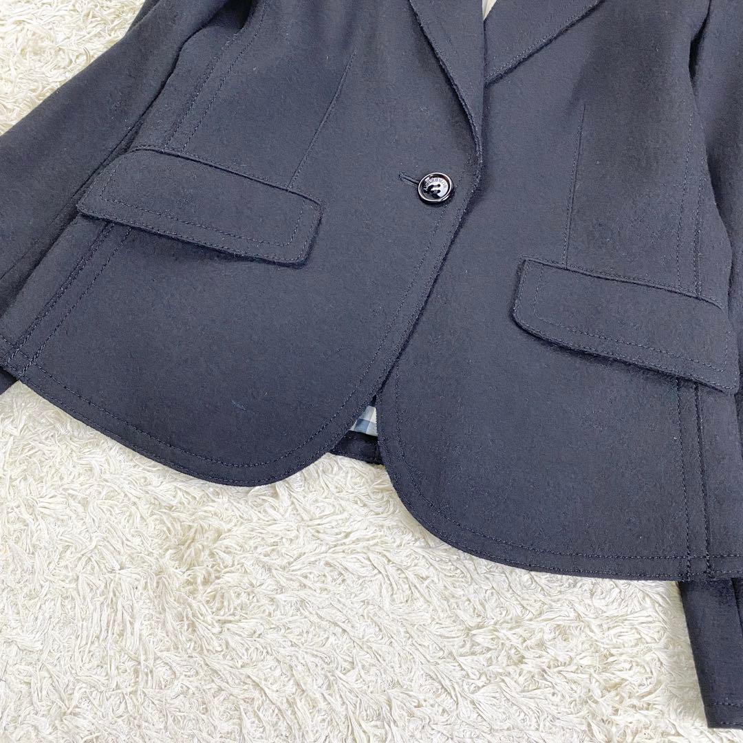 【美品】バーバリー アンゴラ混 テーラードジャケット ノバチェック 40 黒