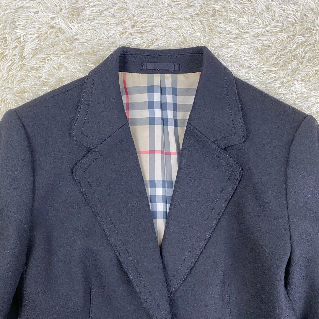 【美品】バーバリー アンゴラ混 テーラードジャケット ノバチェック 40 黒
