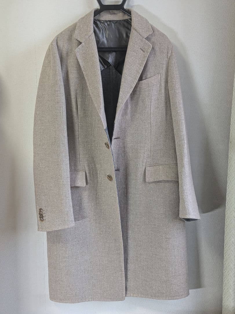 ベルベスト メンズチェスターコート ベージュ 50 ダブルフェイス