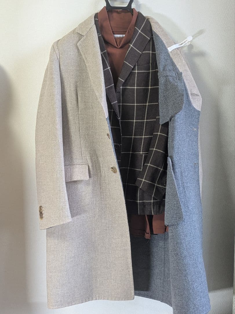 ベルベスト メンズチェスターコート ベージュ 50 ダブルフェイス