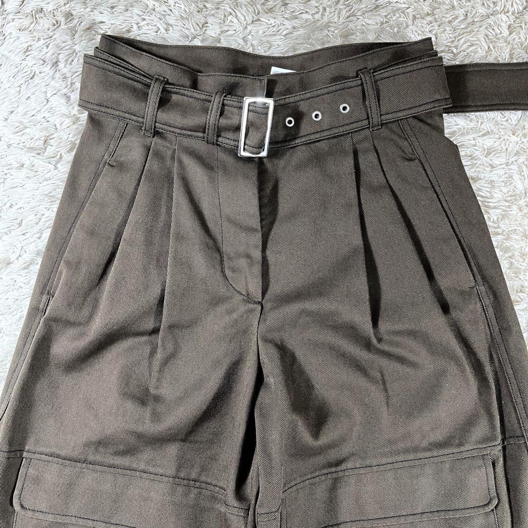 ✨極美品 マックスマーラ ベルテッド2タックワイドカーゴパンツ カーキ 40