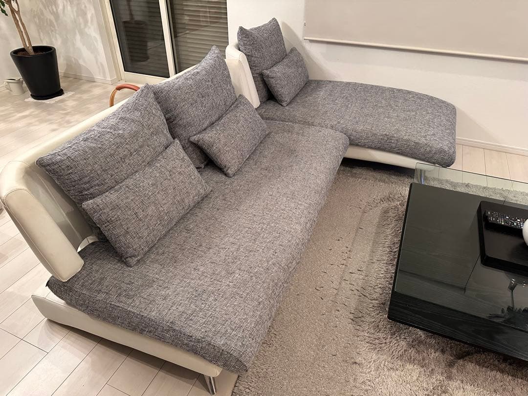 アルモニア Bella curva L字型ソファセット グレーホワイト3人用