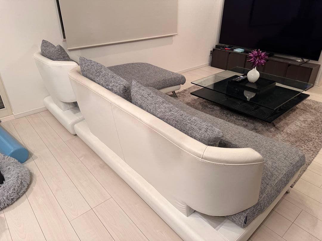 アルモニア Bella curva L字型ソファセット グレーホワイト3人用