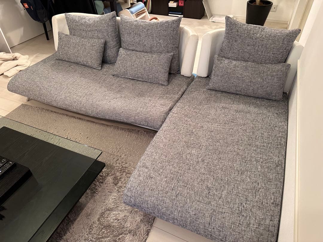 アルモニア Bella curva L字型ソファセット グレーホワイト3人用