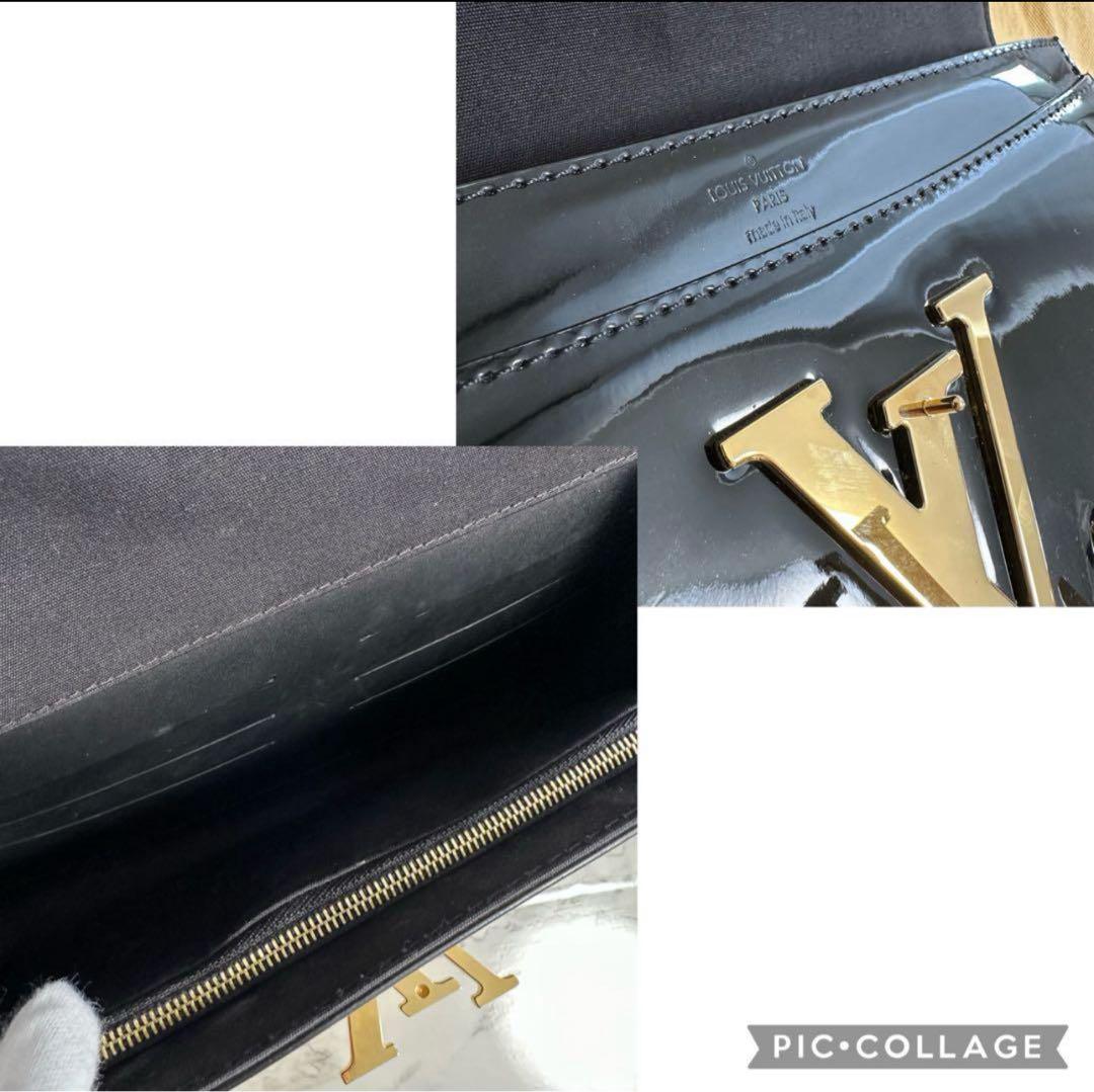 【美品】ルイヴィトン　ルイーズ　クラッチバッグ　エナメル　ブラック