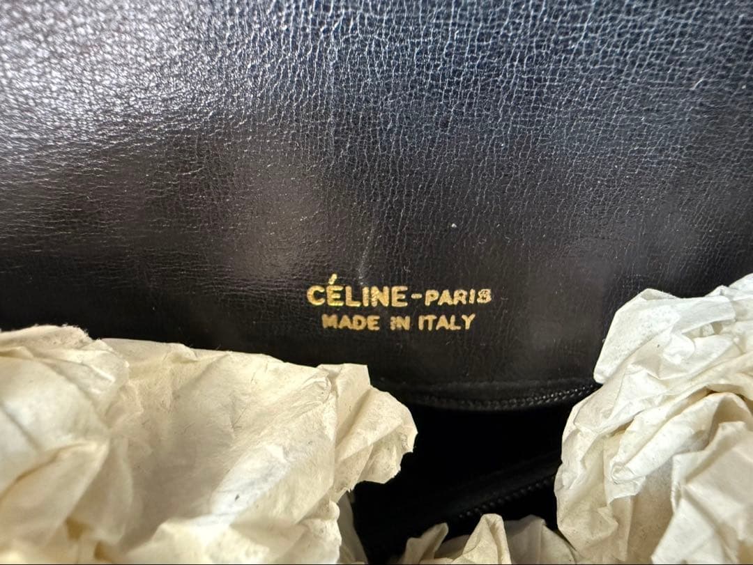 g1384 CELINE バック 黒 ショルダー 馬車金具ワンショルダー