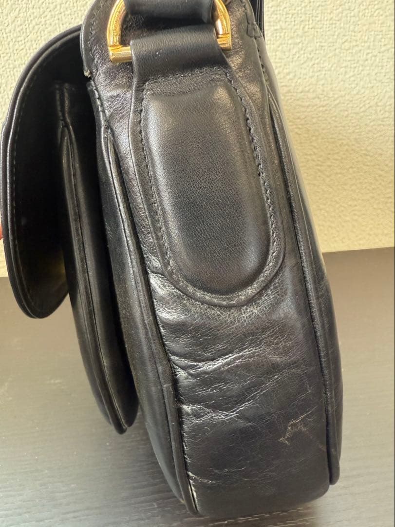 g1384 CELINE バック 黒 ショルダー 馬車金具ワンショルダー