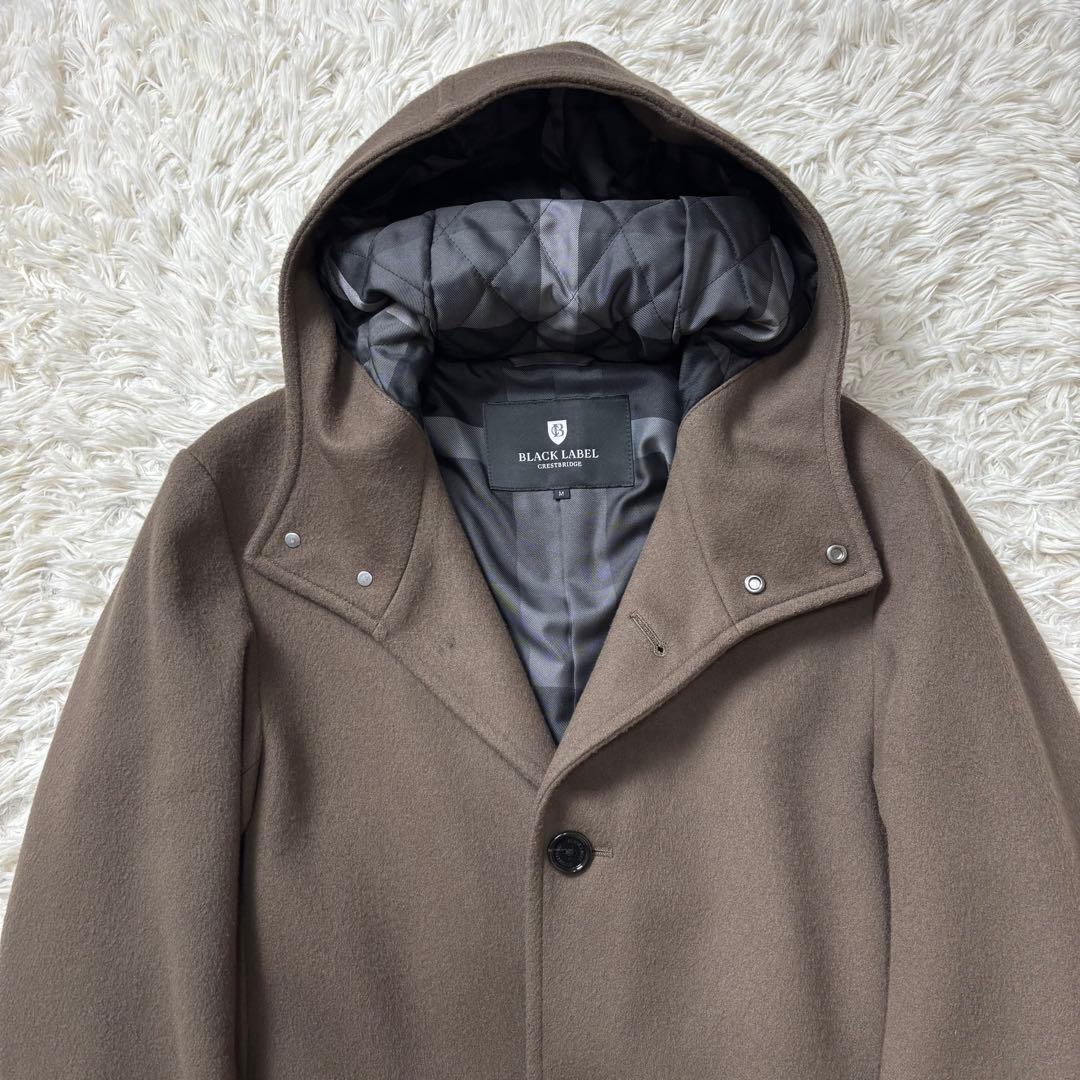 美品 ブラックレーベルクレストブリッジ フーデッドコート CBチェック