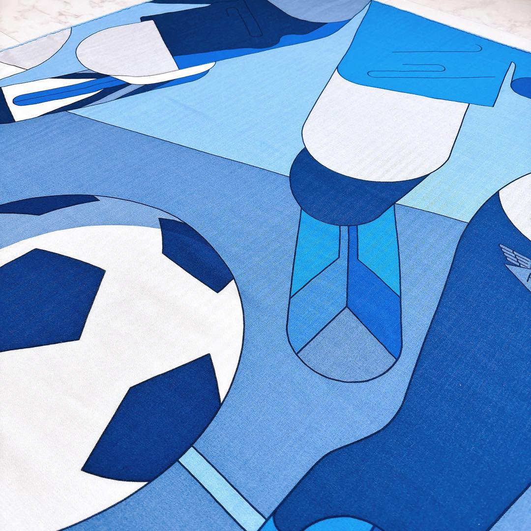 【美品】エルメス カレ100 エルメス フットボール クラブ カシミア シルク