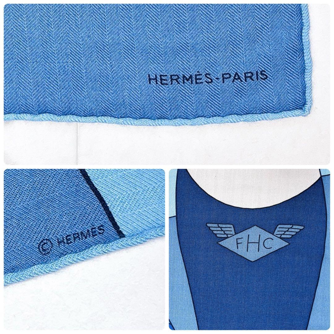 【美品】エルメス カレ100 エルメス フットボール クラブ カシミア シルク