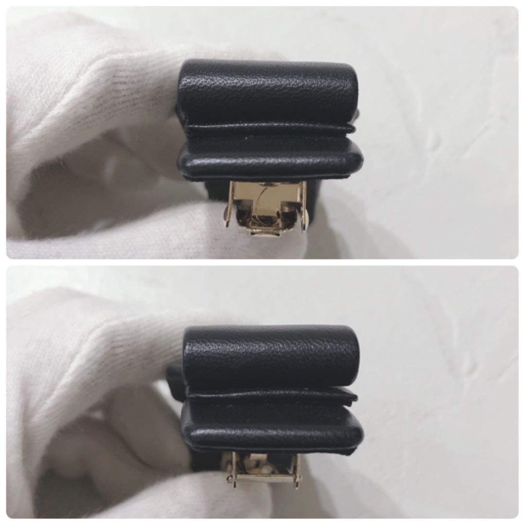 ☆Ferragamo☆ フェラガモ バレッタ ブラックレザー ヴァラリボン