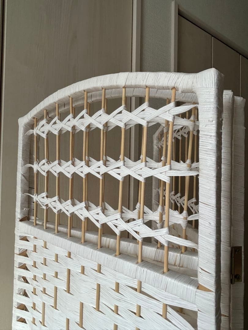 Fuyutu ラタン パーテーション 衝立て 3連 150cm ホワイト