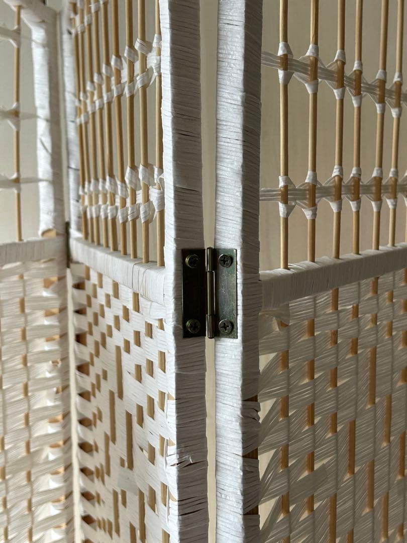 Fuyutu ラタン パーテーション 衝立て 3連 150cm ホワイト